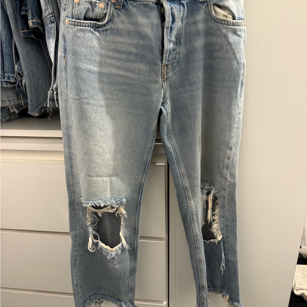 We The Free Light Blue Distressed Boyfriend Jeans
